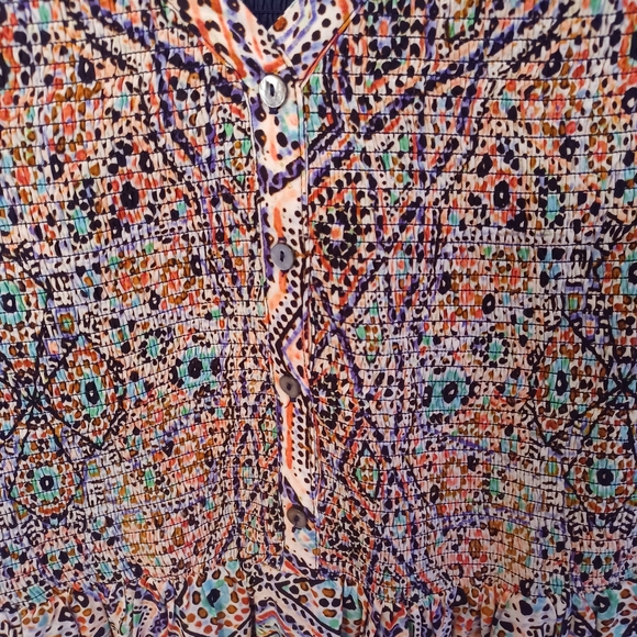 Anthropologie Maeve Multicolor Boho Geometric Long Sleeve Dress Medium - Picture 3 of 5